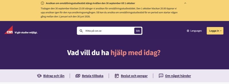 Foto: Skärmavbild CSN
